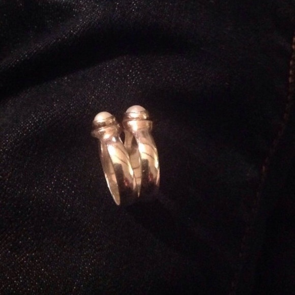 Sterling Silver Artisan Pearl Split Band Ring
